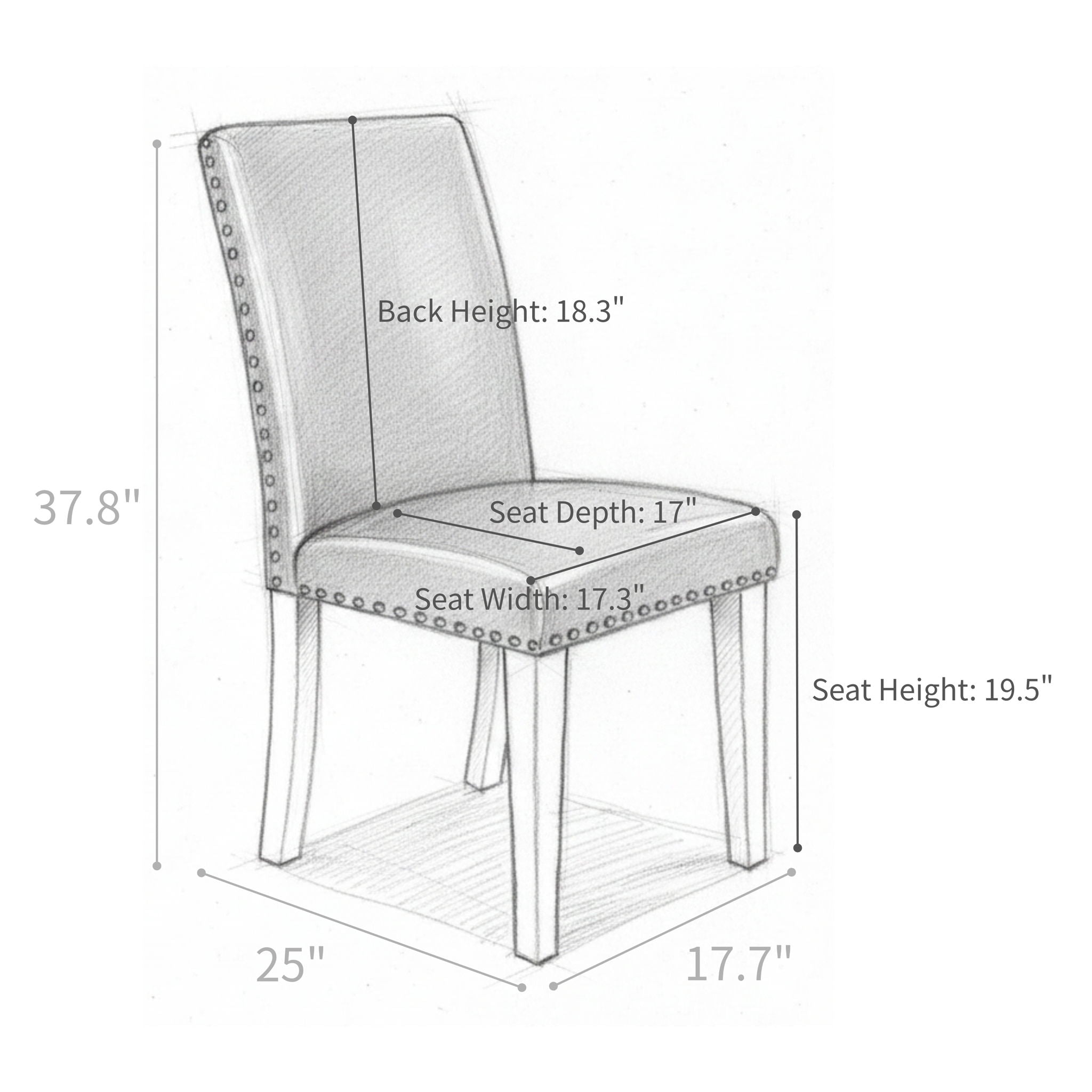 Upholstered Dining Chair With High Back Design (Set of 2)