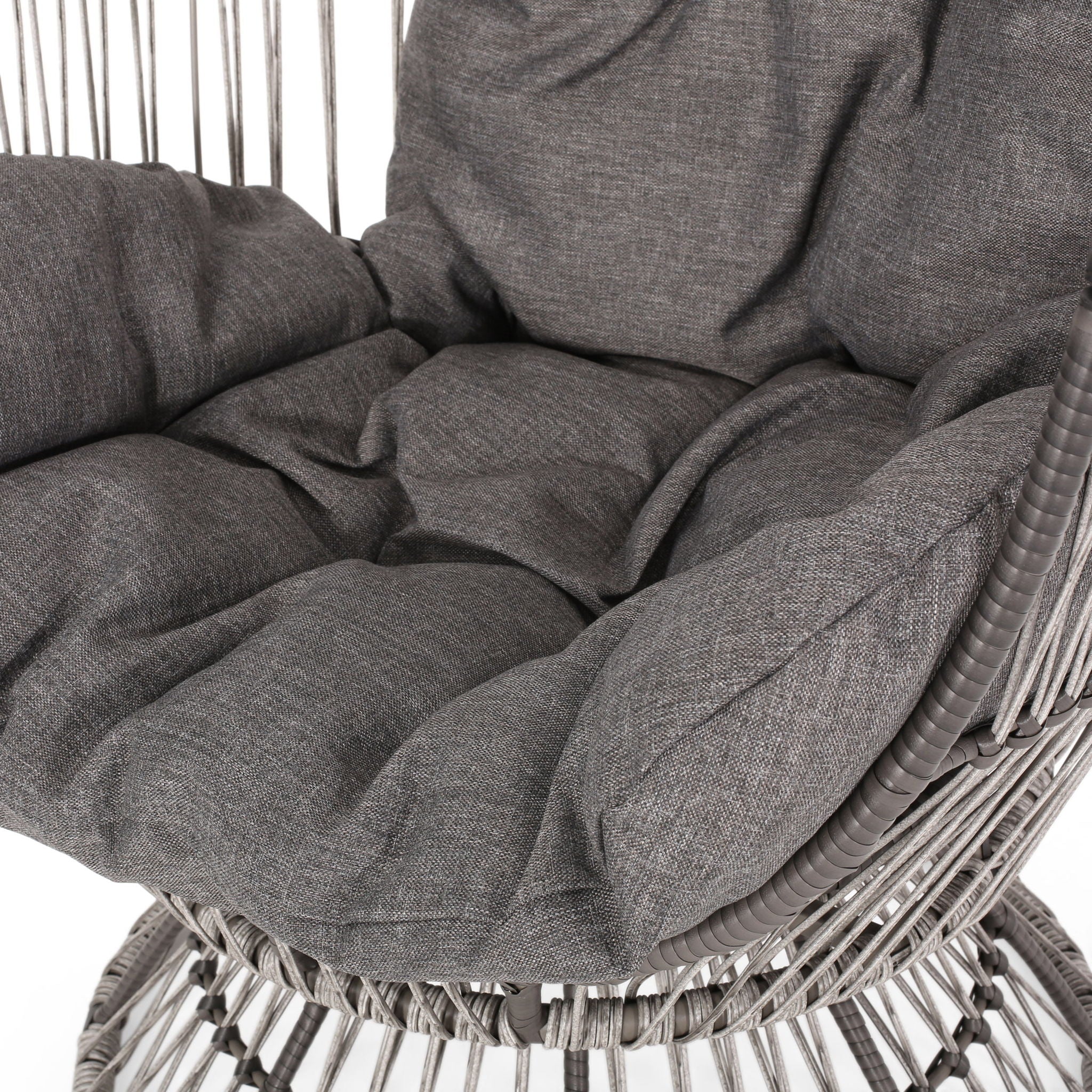 Patio Swivel Basket Egg Chair With Cushion