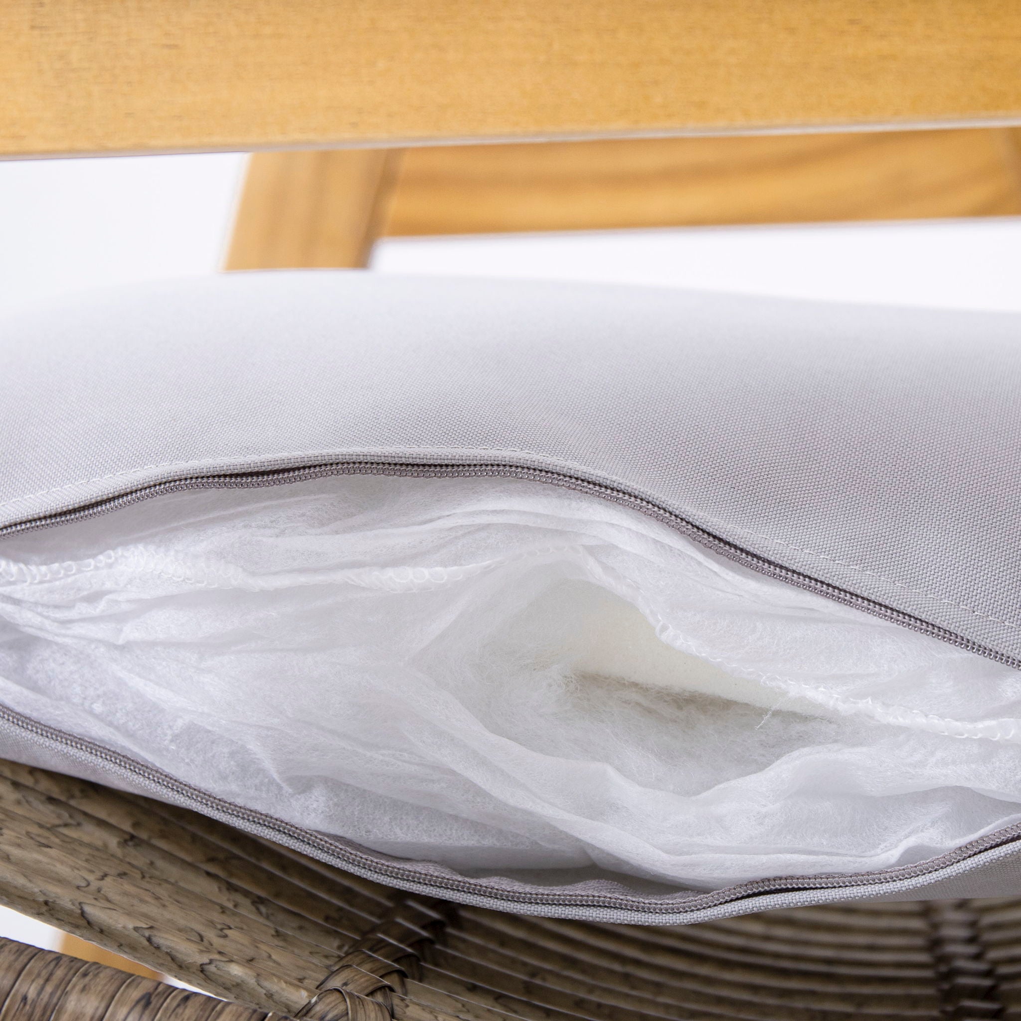 Acacia Wood Cape Woven Wicker Large Lounge Chair With Pillow For Patio, Deck, Yard, Lawn And Garden Seating Wicker (Set of 2) - Teak