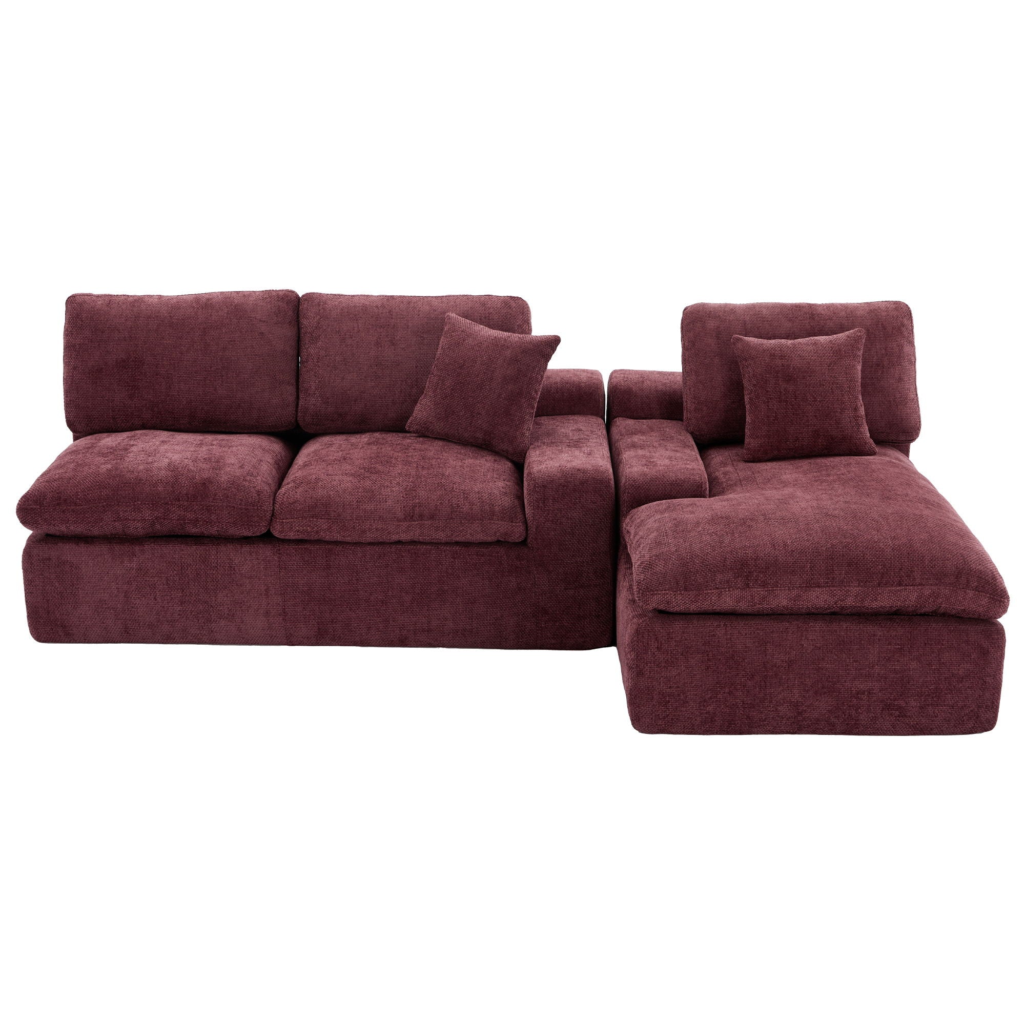 Cloud Sectional Sofa With Double Layer Cushion And Side Pockets, Free-Combined