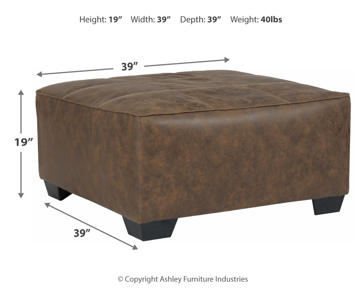 Ashley Furniture Abalone - Chocolate - Oversized Accent Ottoman | Meri Furniture