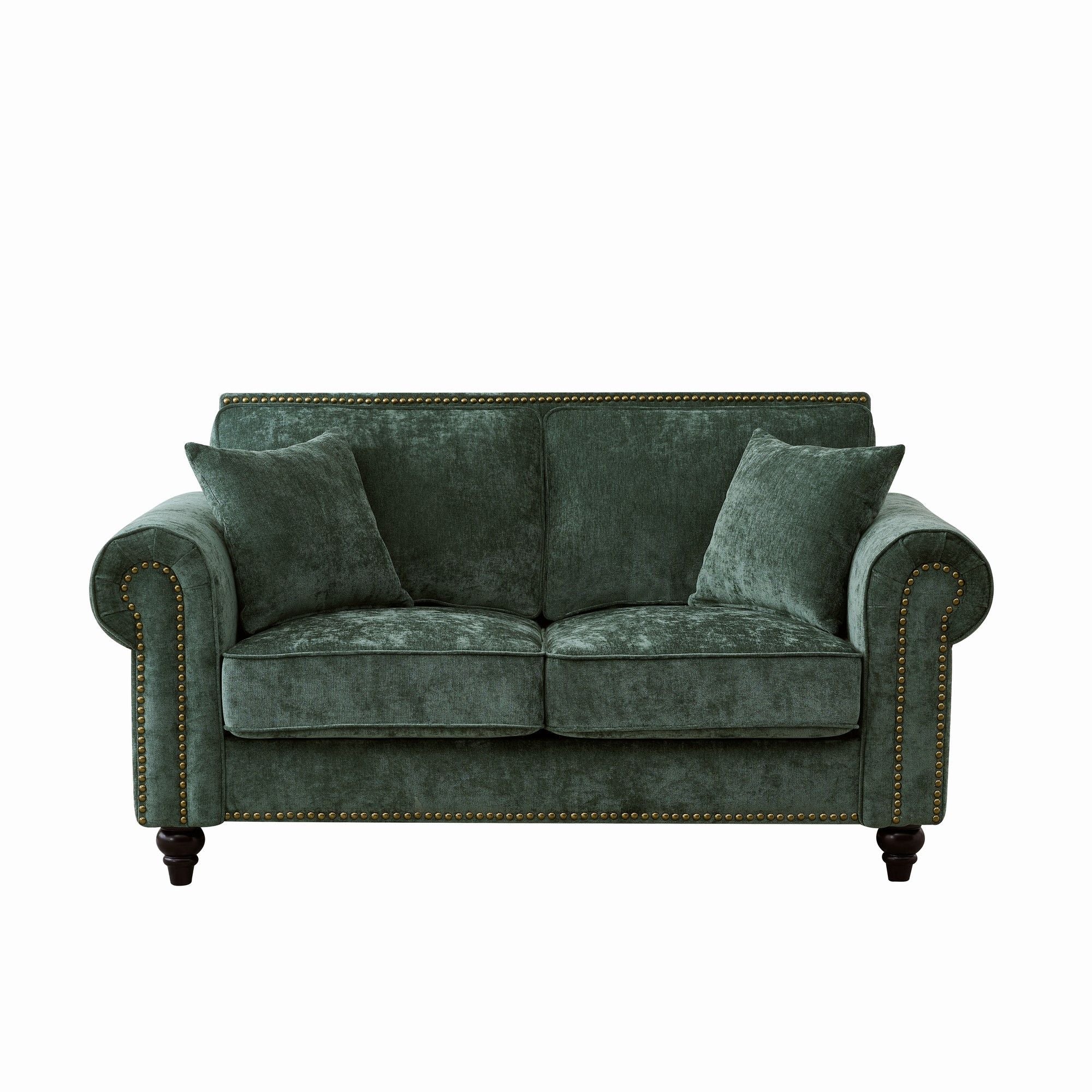 2 Seater Sofa With Rolled Arms, Tufted Upholstered Couch