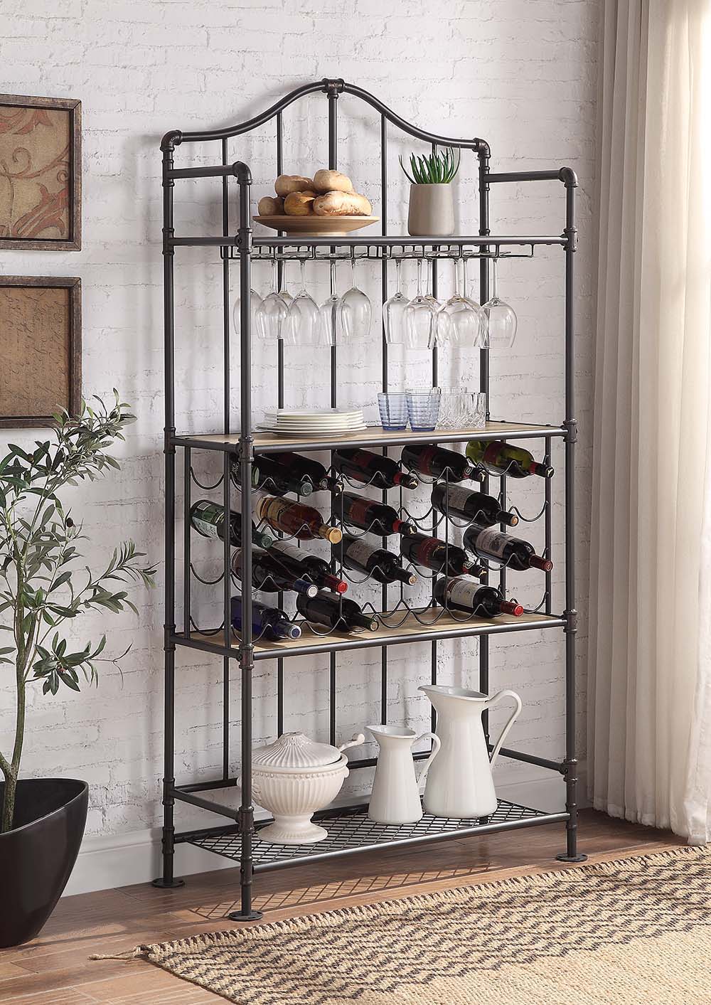 Edina - Wine Rack - Oak & Sandy Black