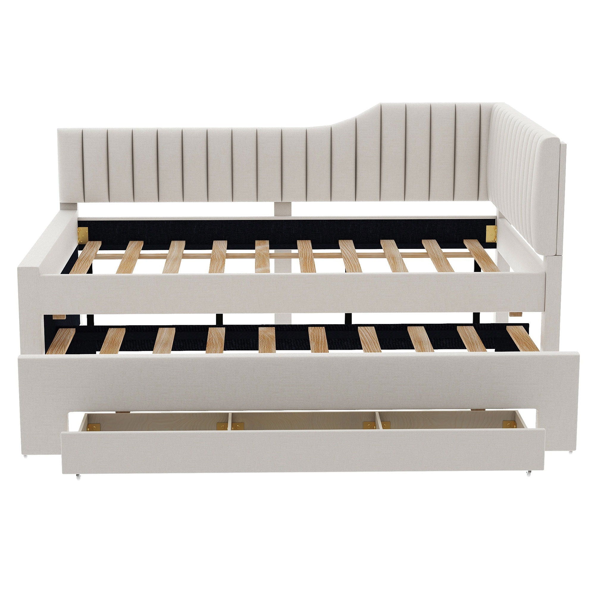 Upholstered Daybed With Trundle And 3 Drawers