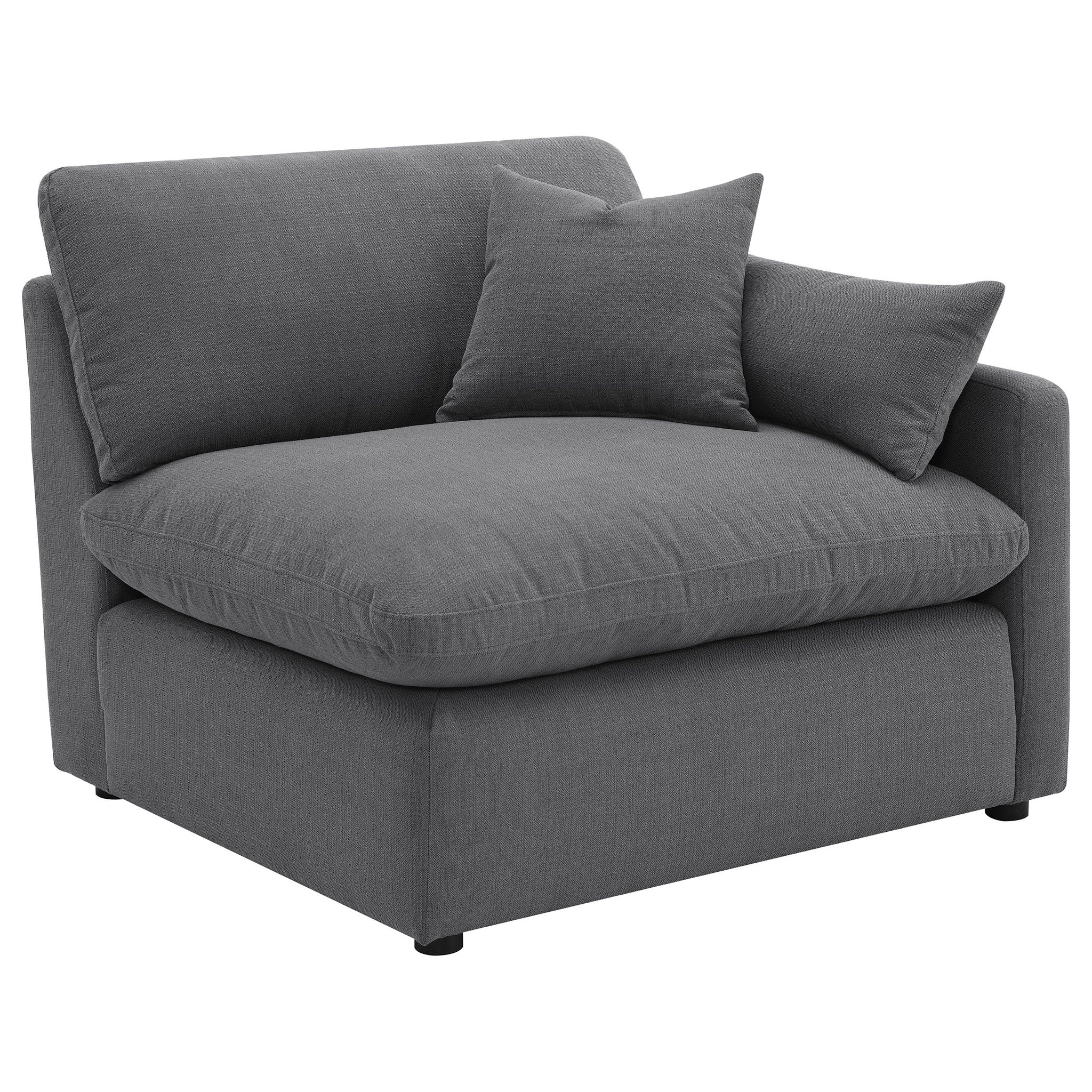 6 Piece Upholstered Modular Sectional Sofa With Reversible Cushions And Ottoman - Charcoal