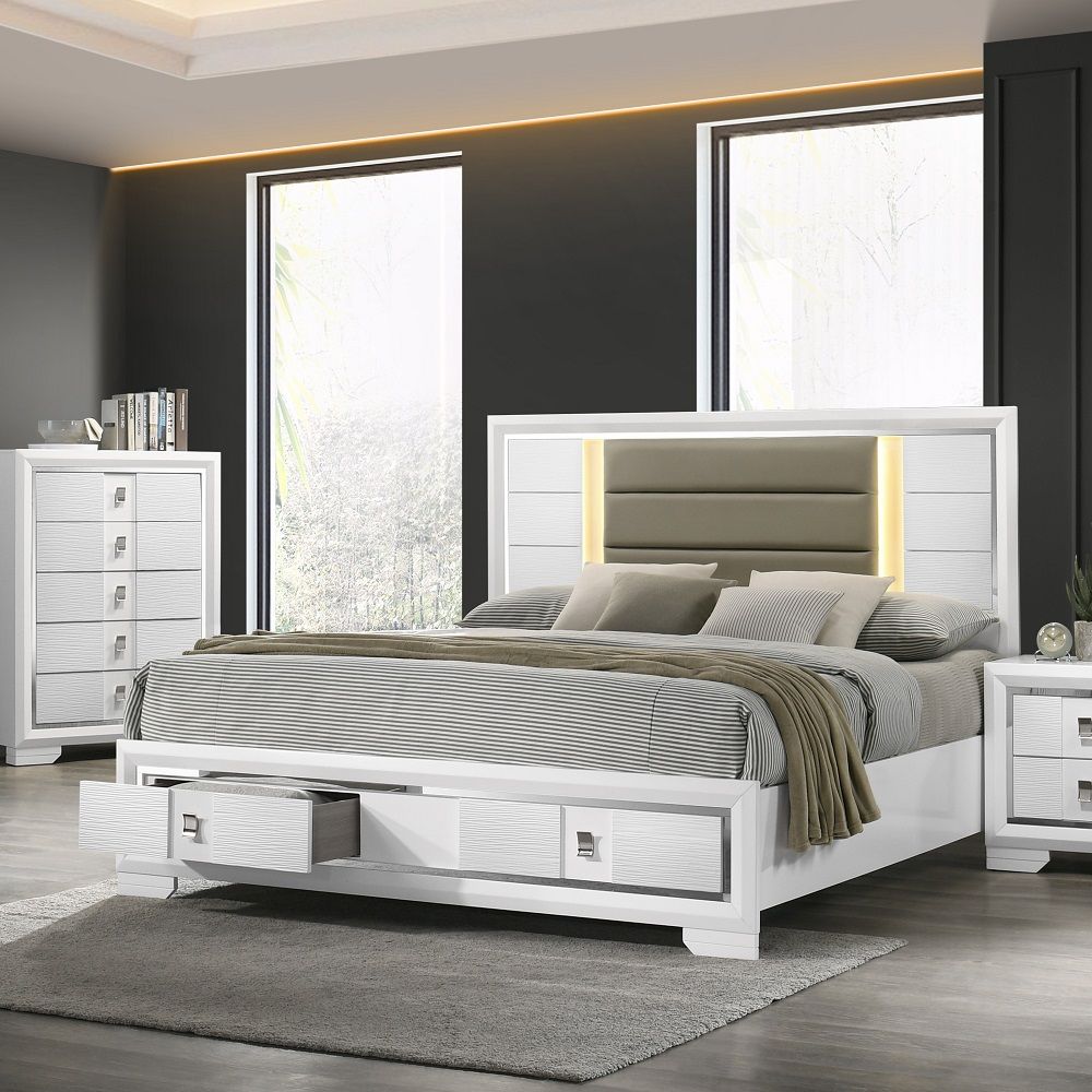 ACME Elain - Bed With Led & Storage | Meri Furniture