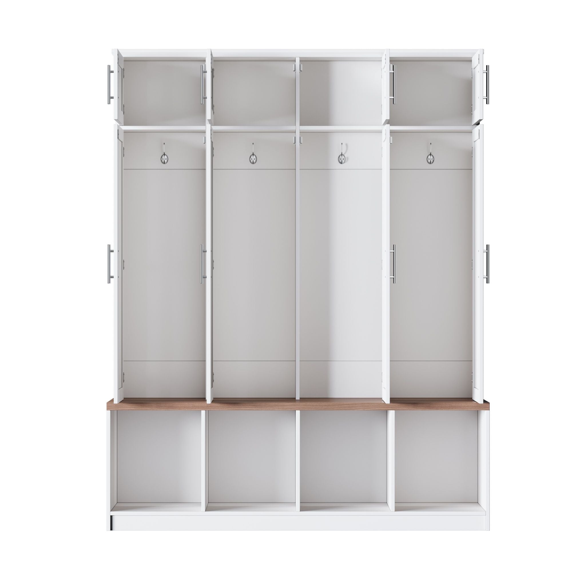 Farmhouse Hall Tree With 4 Hidden Hanging Hooks And 8 Doors