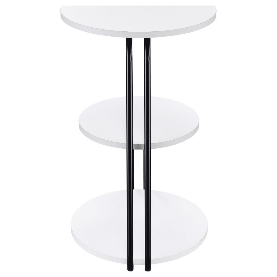 Hilly - 3-Tier Round Accent Side Table - White And Black