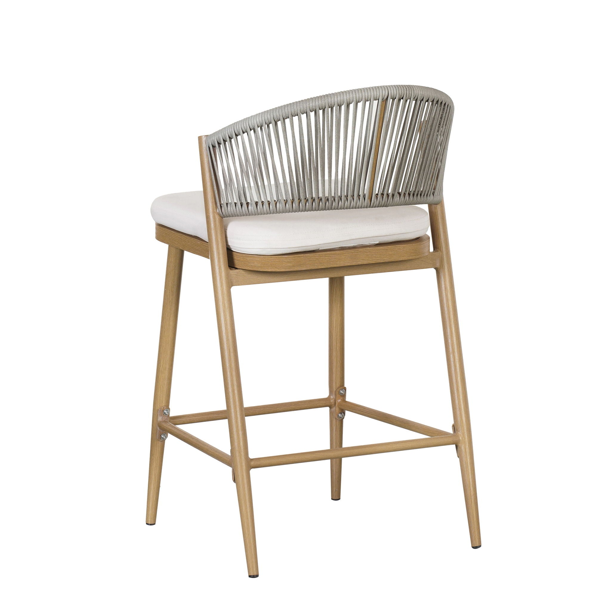 Outdoor 26" Counter Height Metal Frame Counter Stools With Scallop Shaped Backrest & Water Resistant Cushions