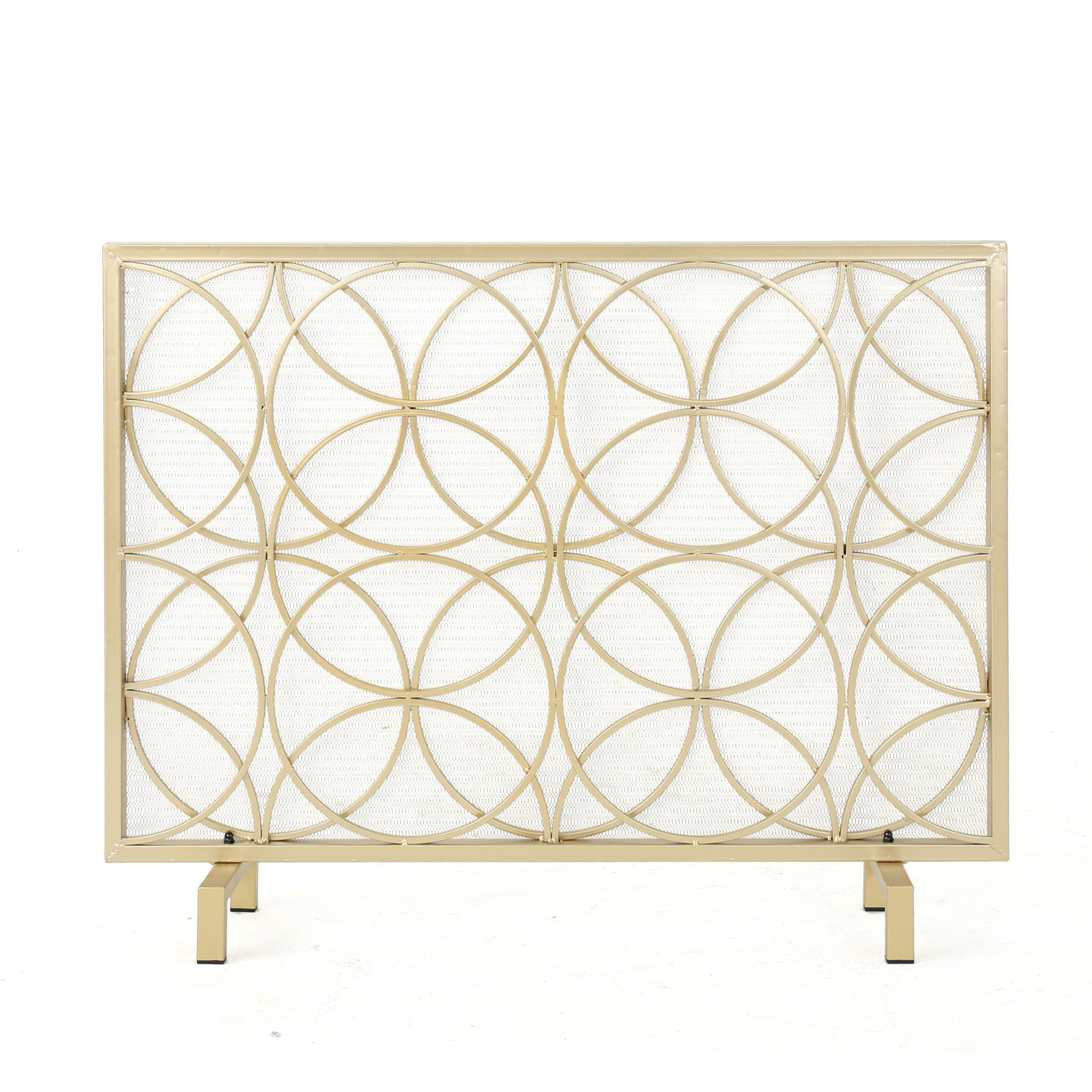 Thayer - Single Panel Iron Fireplace Screen With Geometric Design