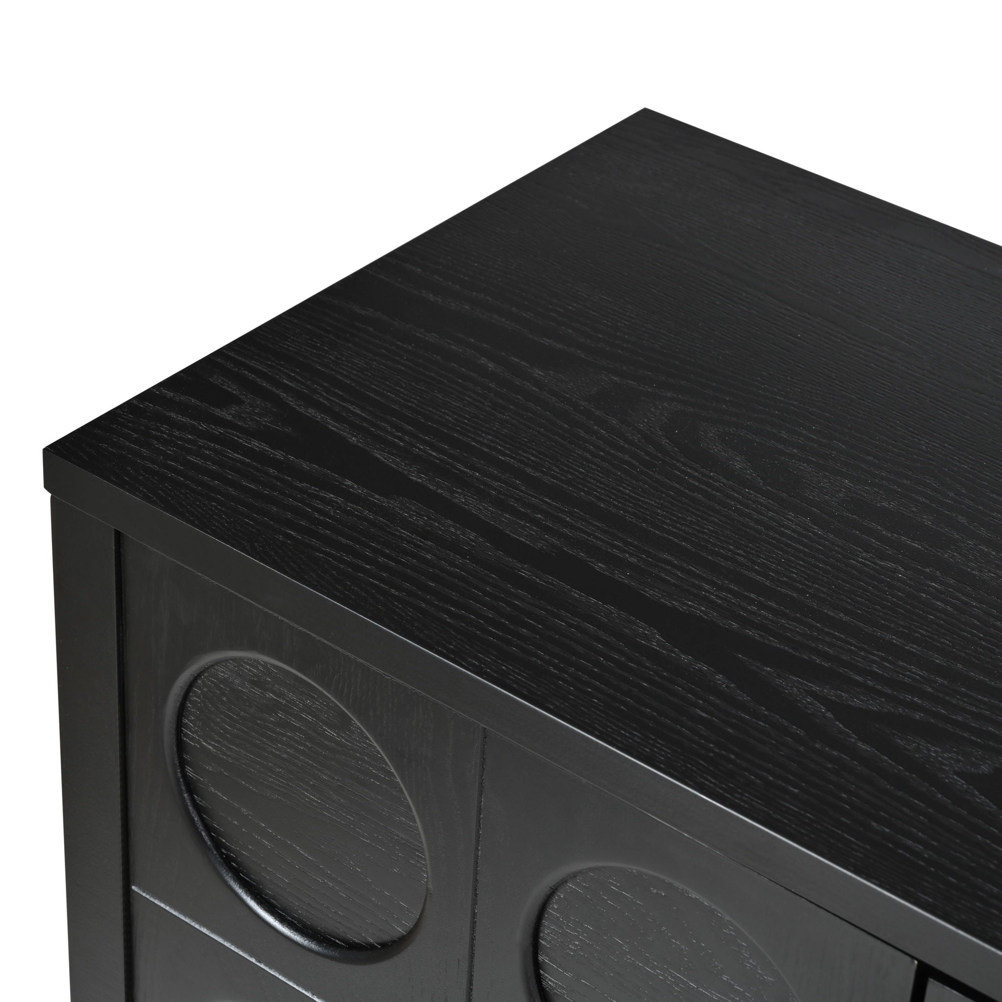 Stylish Storage Cabinet Sideboard With Unique Geometric Circle Door Design - Black
