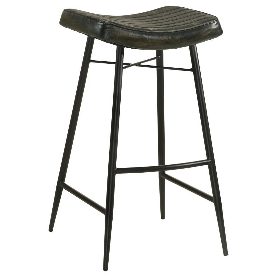 Coaster Fine Furniture Bayu - Leather Upholstered Saddle Seat Backless Bar Stool (Set of 2) | Meri Furniture