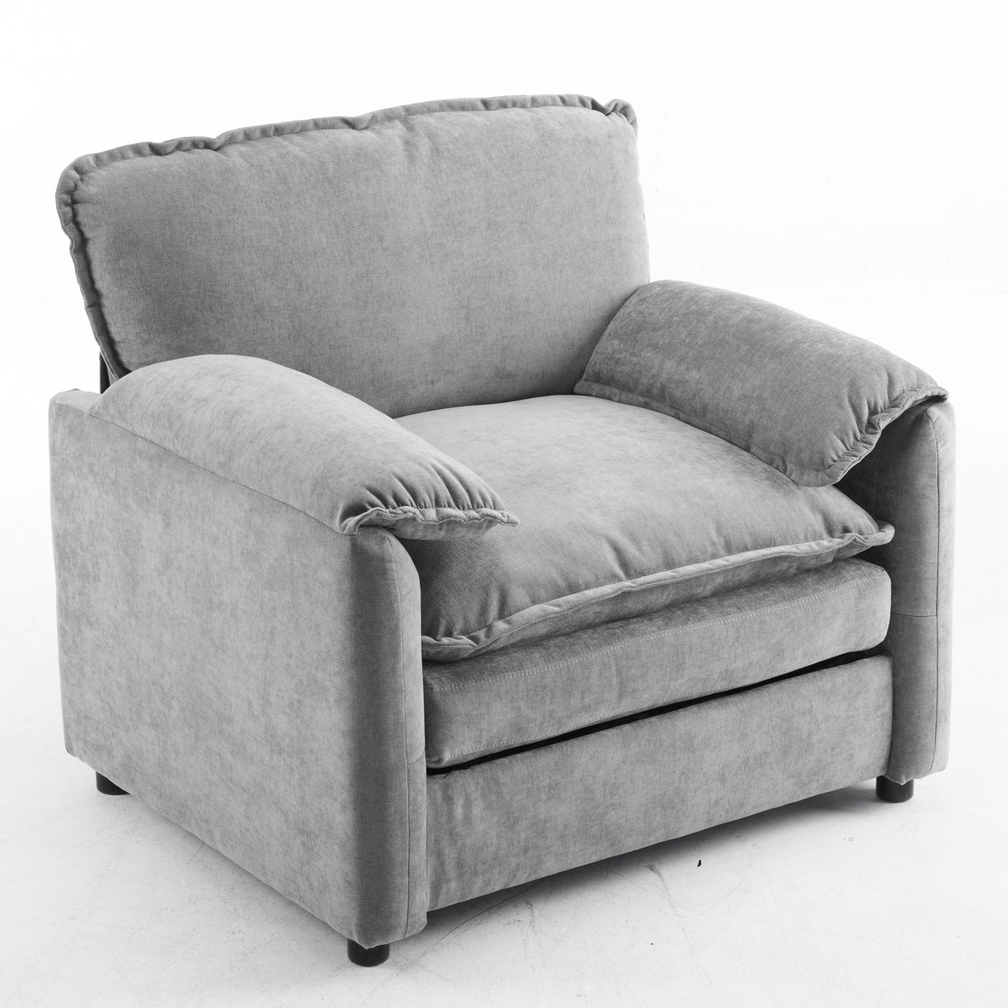 Oversized Reading Armchair With Thick Cushions, High Back Support