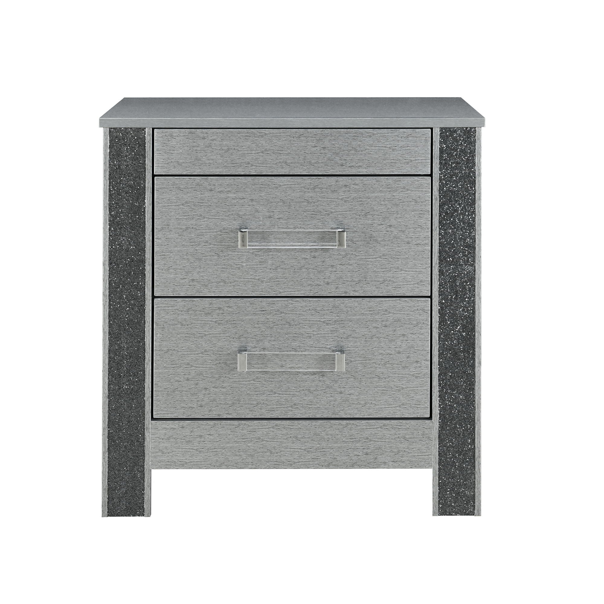 Lorenzo - Nightstand With Hidden Compartment And Handles - Silver