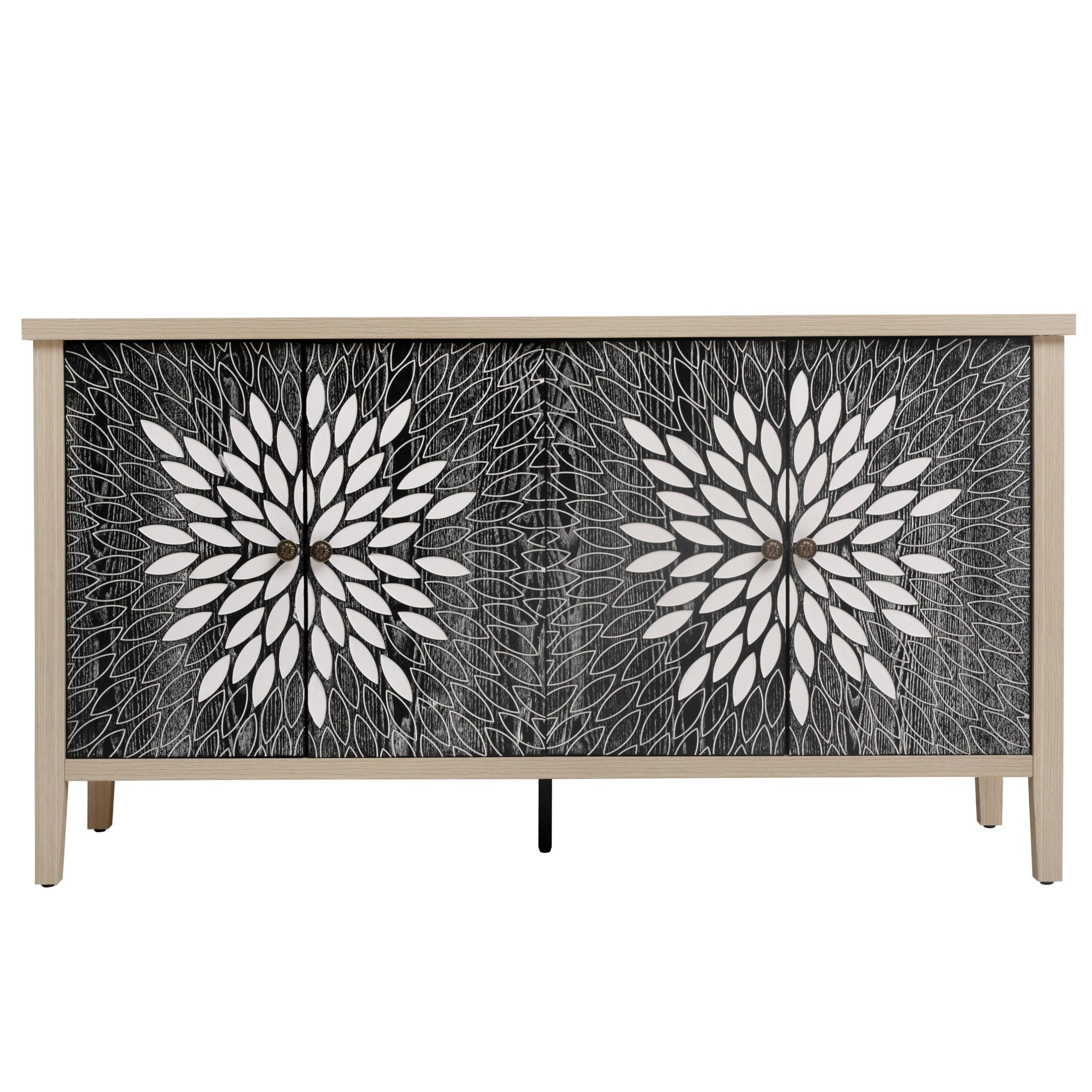 Modern Storage Cabinet With 4 Doors & Adjustable Shelves