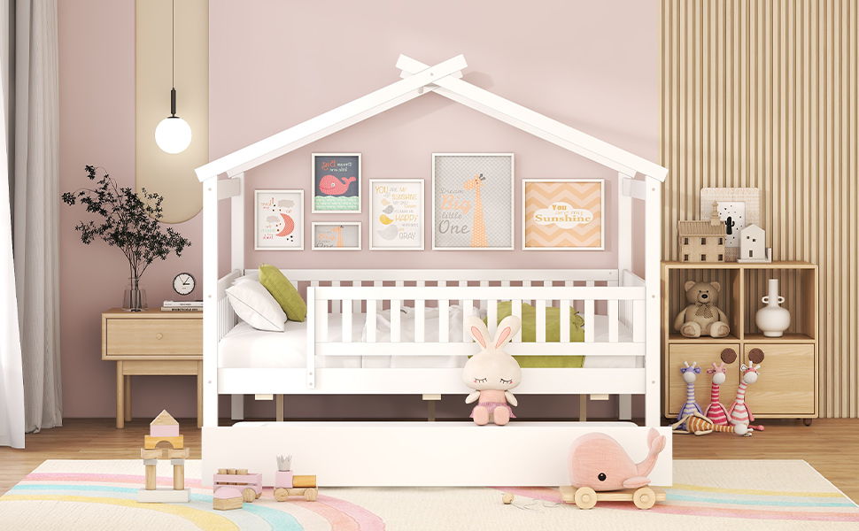 Creativity House Bed With Twin Size Trundle