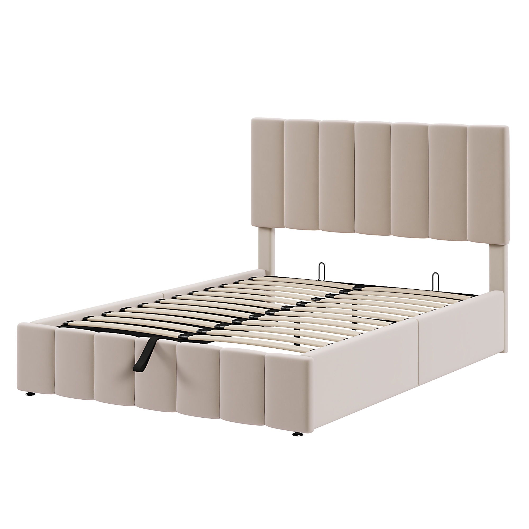 Elegant Upholstered Platform Bed With Hydraulic Storage System