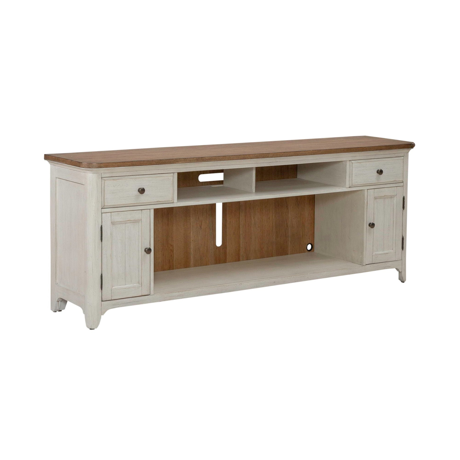 Liberty Furniture 79" Fireplace TV Console - Medium Brown | Meri Furniture