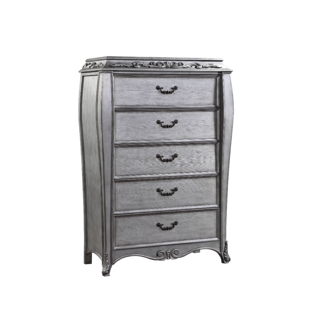 ACME Leonora - Chest - Vintage Platinum | Meri Furniture
