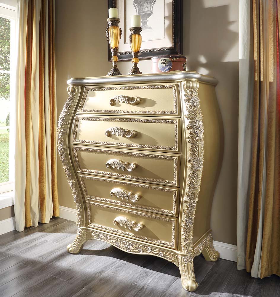 ACME Cabriole - Chest - Gold Finish | Meri Furniture