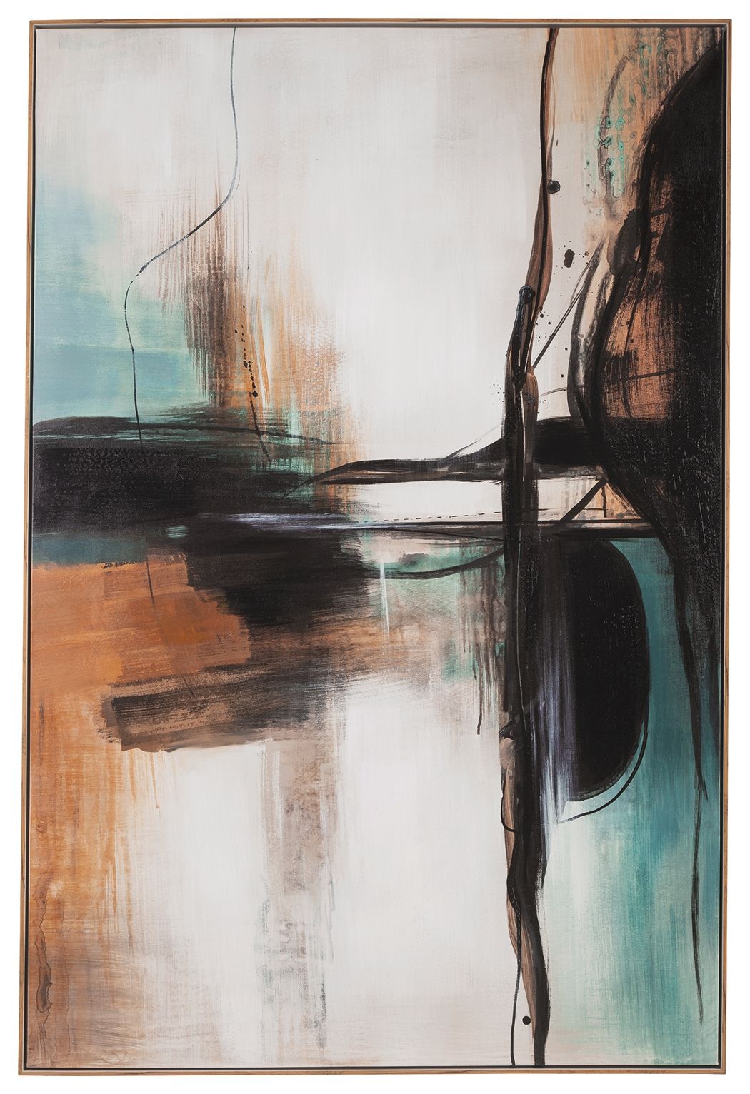 Ashley Furniture Brunonia - Teal / Orange / Black - Wall Art | Meri Furniture