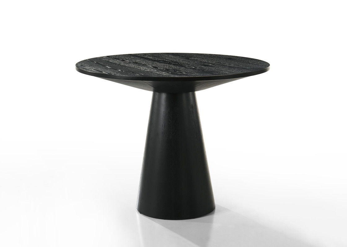 Jasper 5Pc 47" Round Ebony Black Pedestal Counter Height Set with Beige Upholstered Chairs