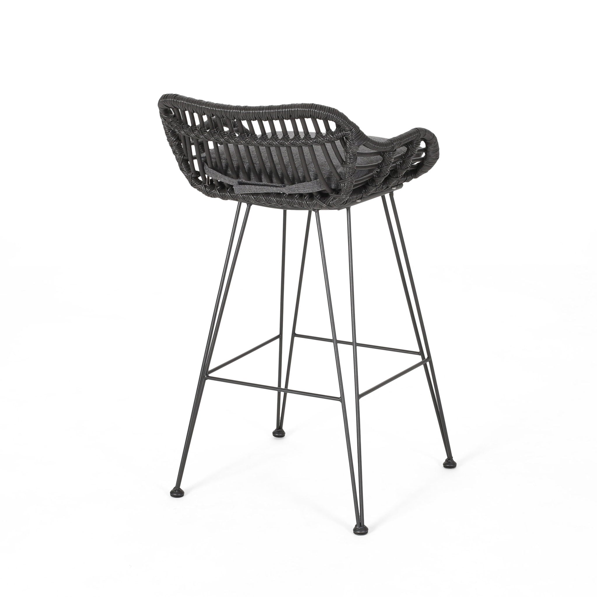 Outdoor Rattan Bar Chair With Metal Legs