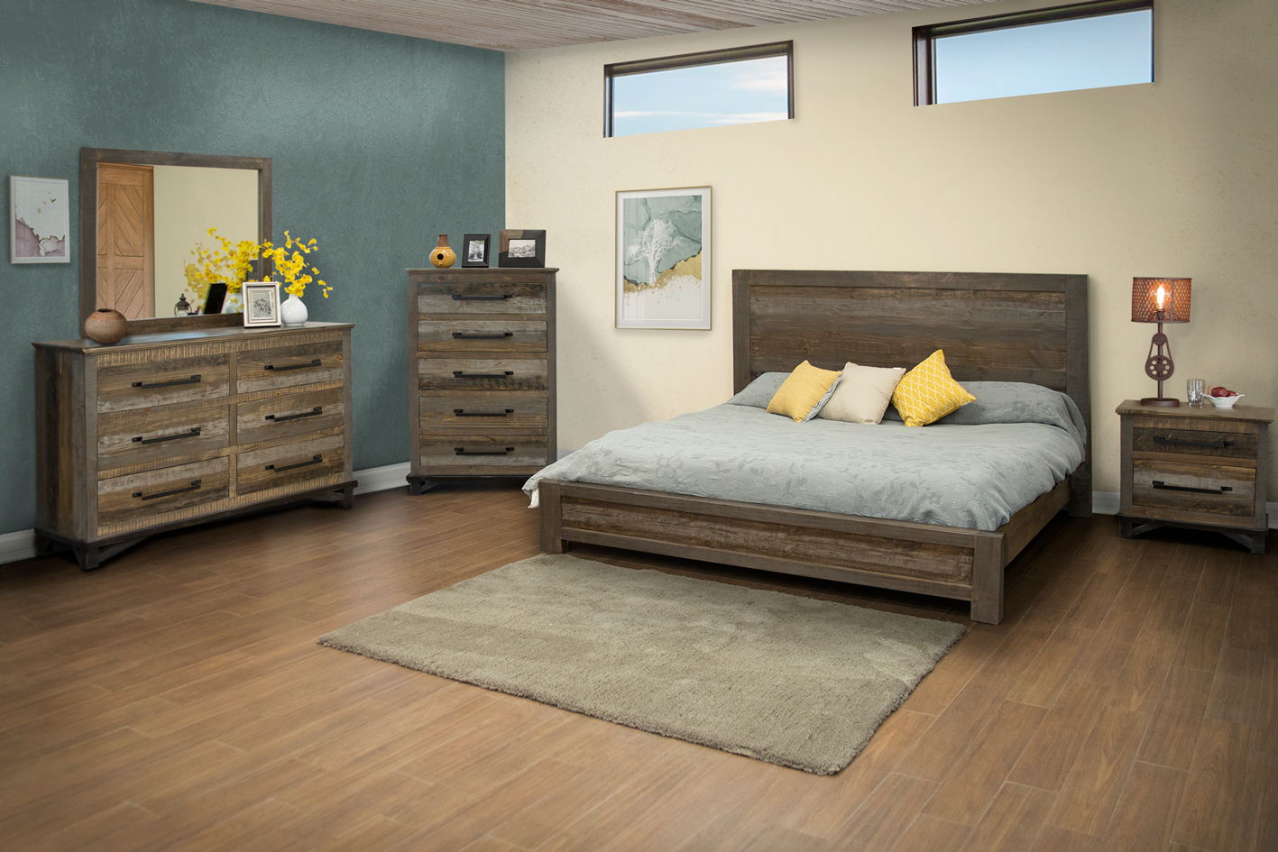 International Furniture Direct Loft Brown - 6 Drawer Dresser - Two Tone Gray / Brown | Meri Furniture