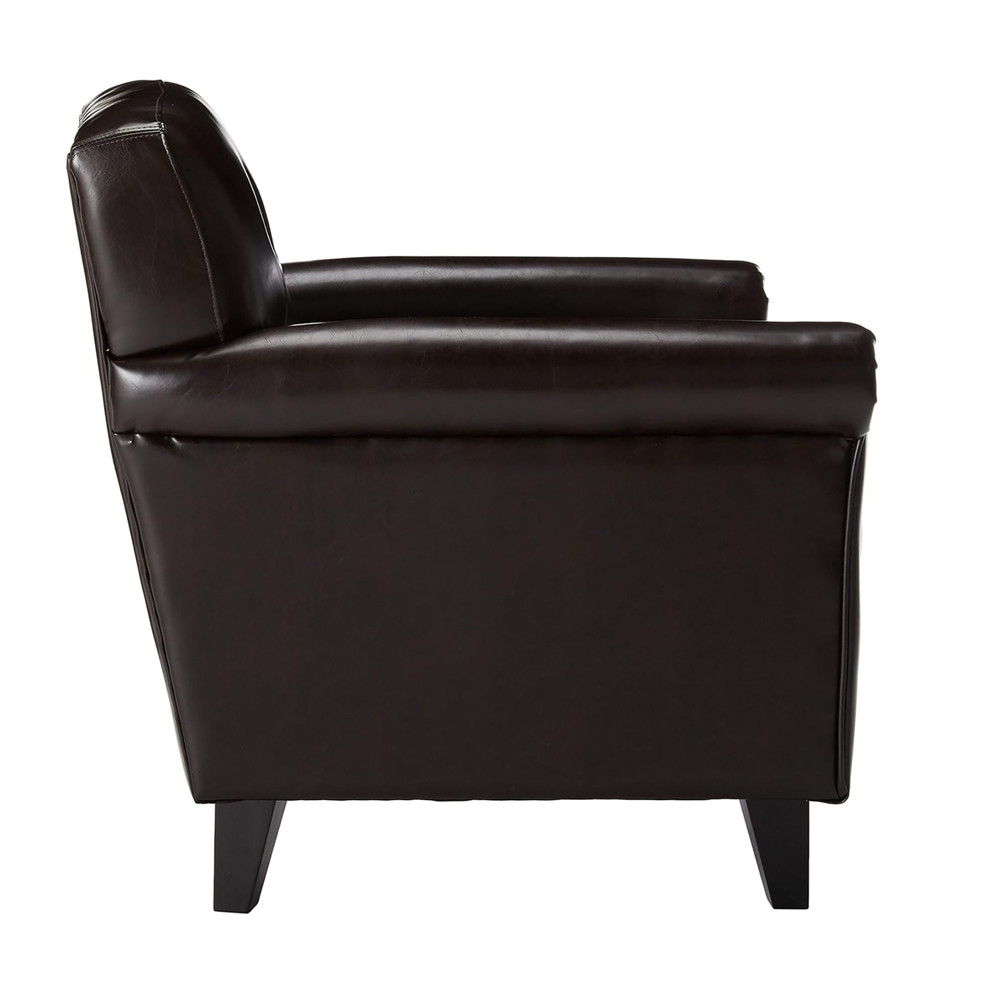 Upholstered Club Chair With Button Tufted Back Rest - Brown