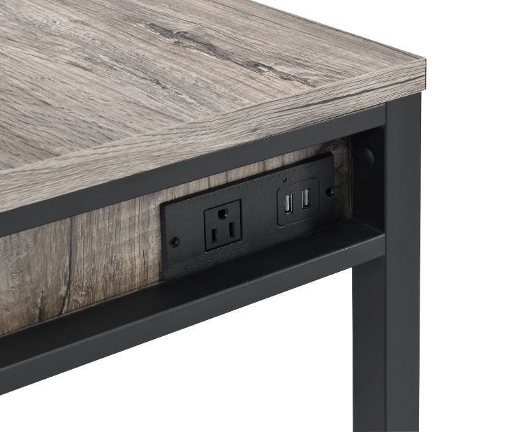 ACME Disho - Desk - Light Weathered Oak & Black Finish | Meri Furniture