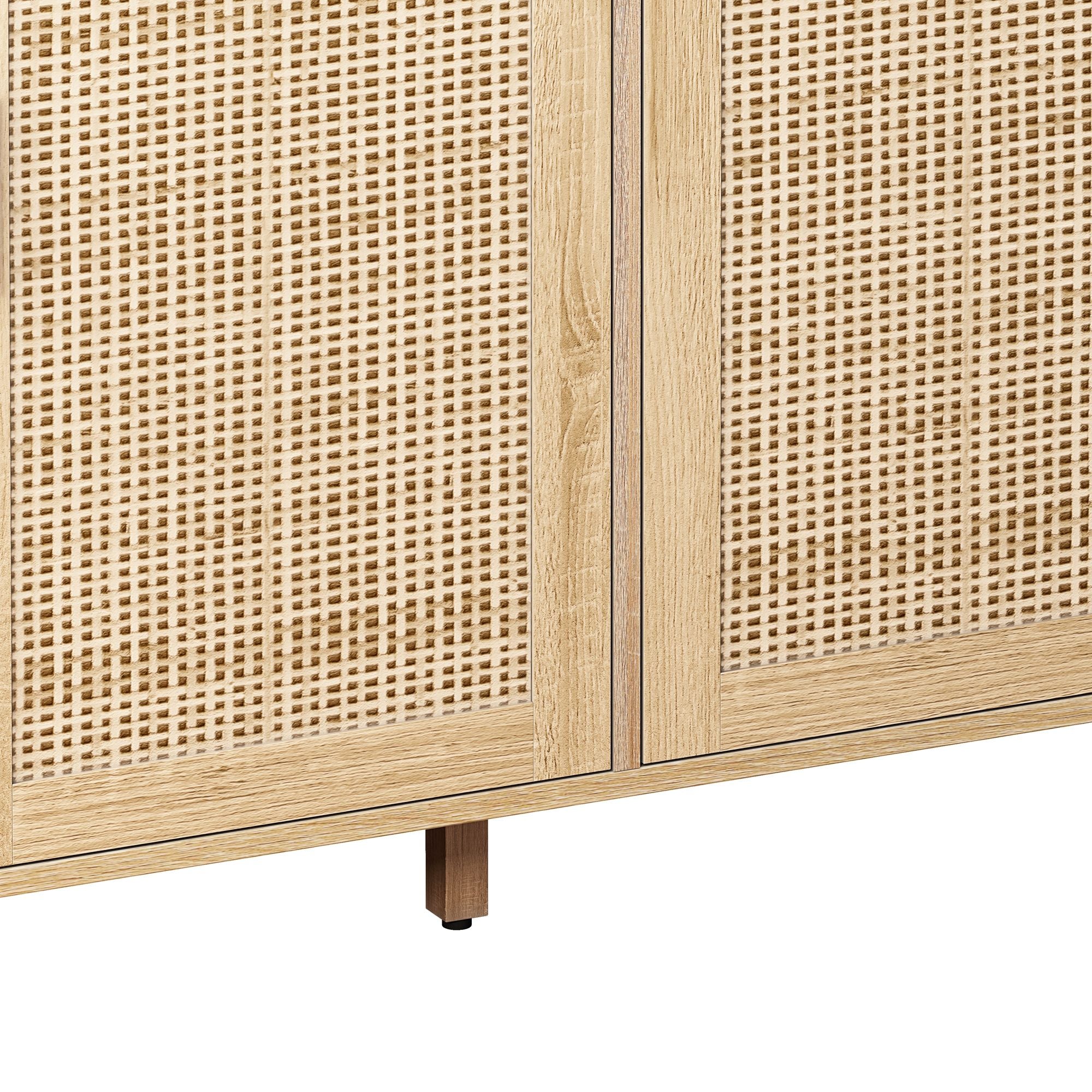 Elegant And Functional Rattan Decorative Storage Cabinet With 4 Doors