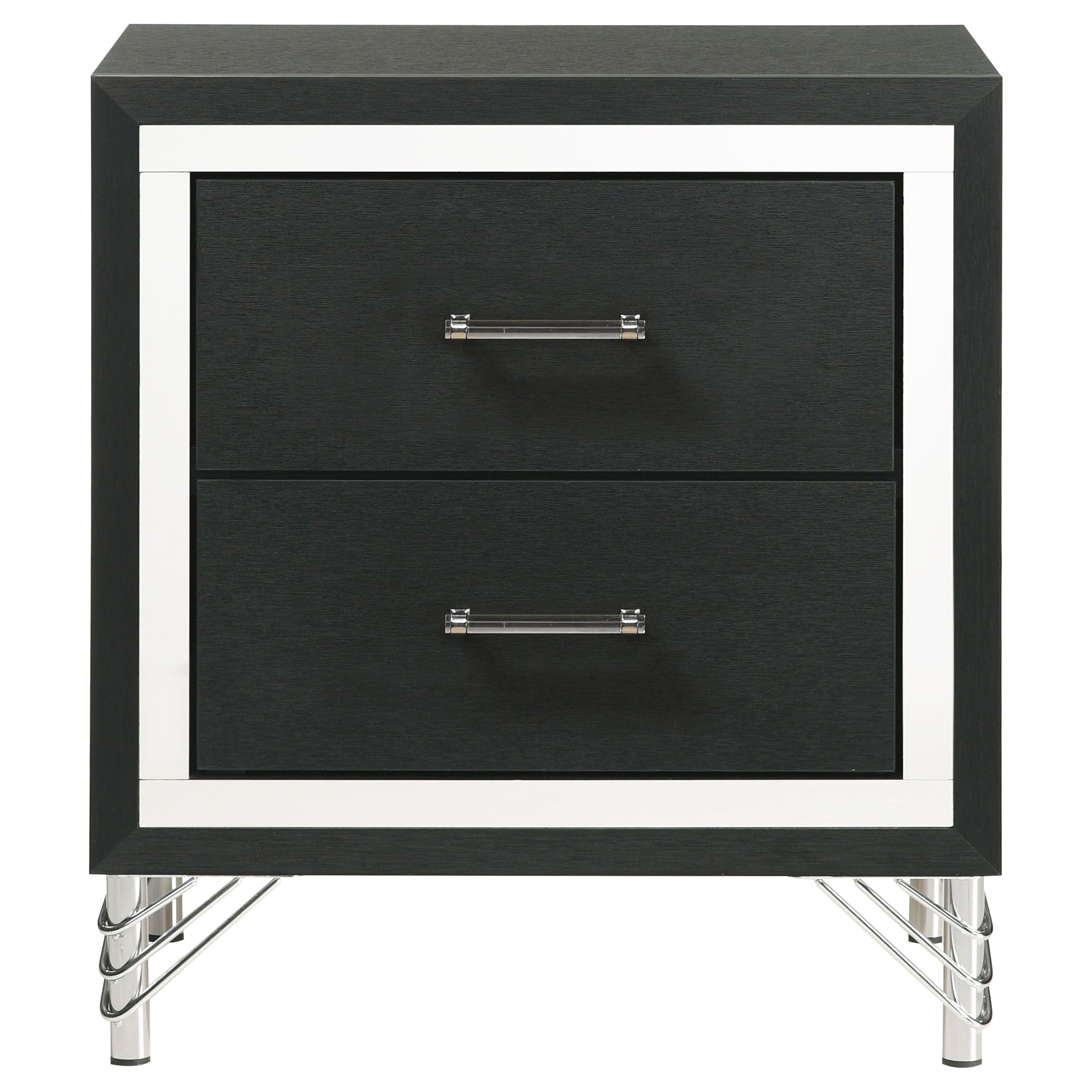 Coaster Fine Furniture Lucia - 2-Drawer Nightstand Bedside Table - Black | Meri Furniture