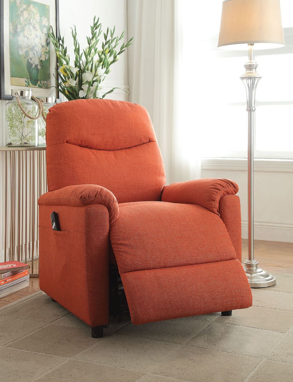 ACME Catina - Recliner - Orange Fabric | Meri Furniture