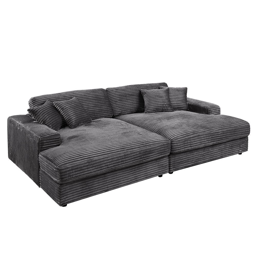 ACME Hilde - Double Chaise With 2 Pillows - Dark Gray | Meri Furniture