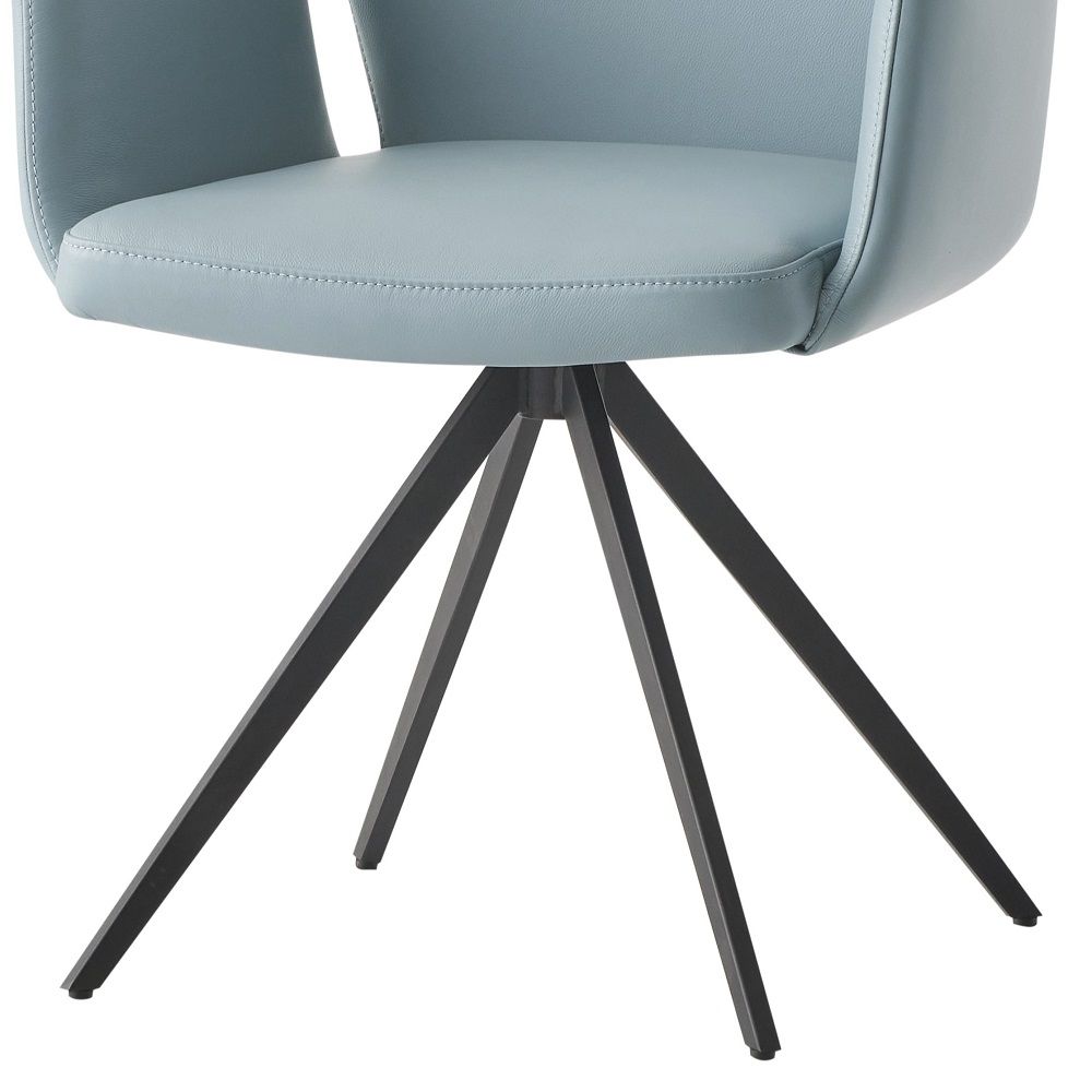 Segismunda - Arm Chair With Swivel - Light Blue Leather & Black