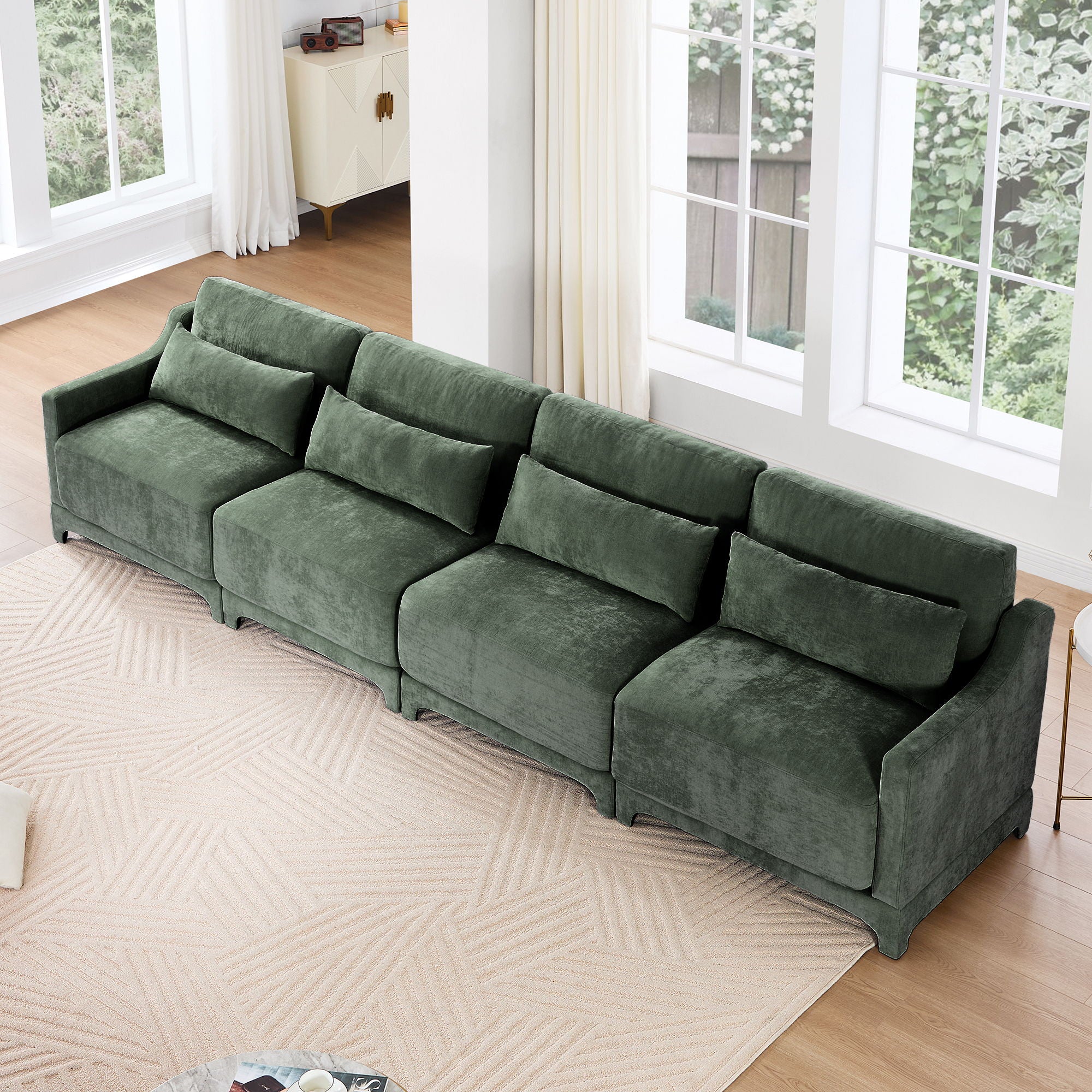 Elegant Sofa With Ergonomic Design And Lumbar Pillows