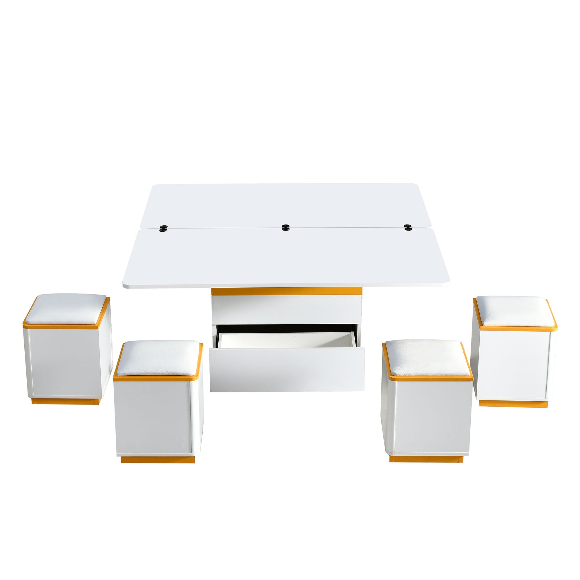 Multi Functional Adjustable Coffee Table With 4 Storage Stools