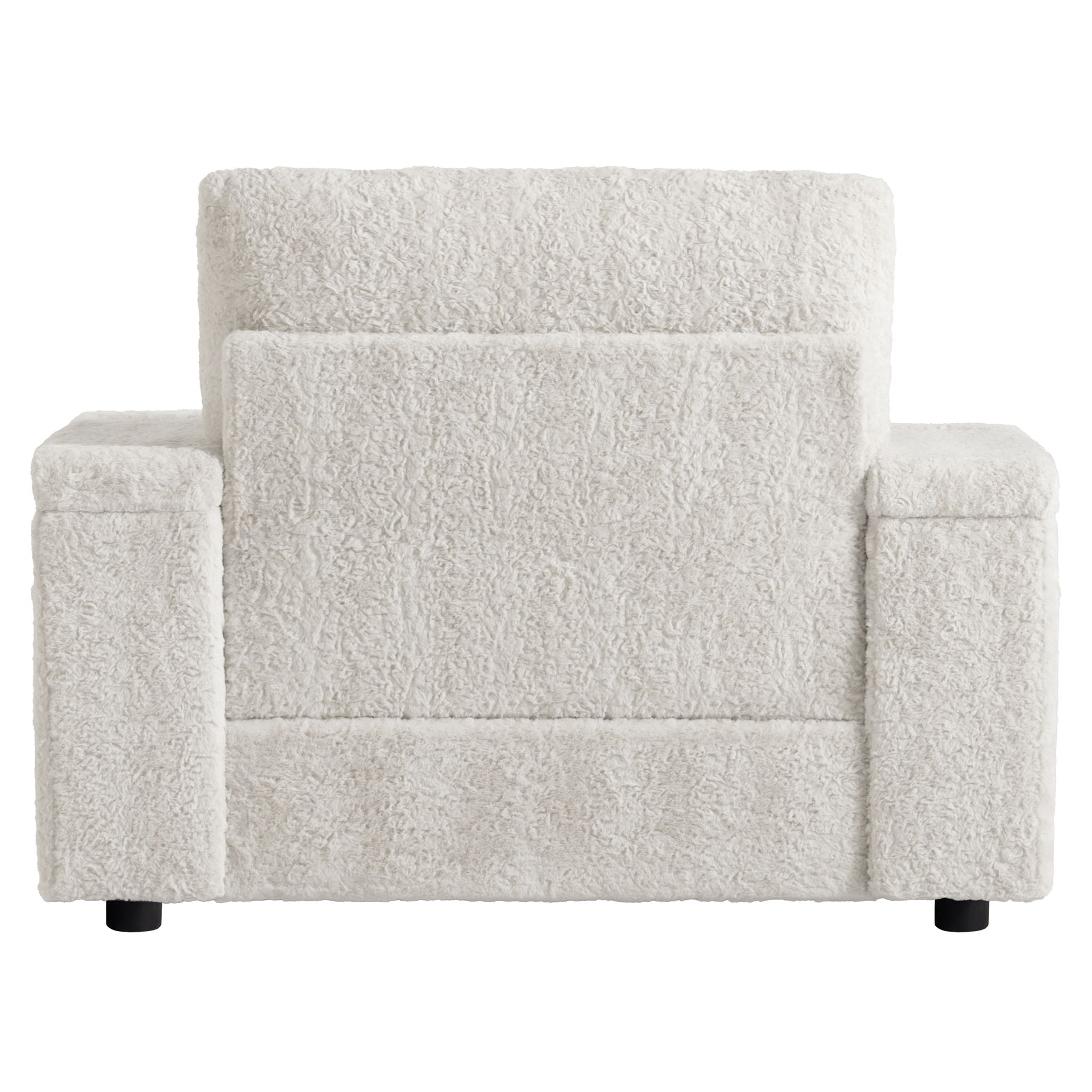 Oversized Chaise Lounge Indoor Rabbit Fur Sofa Bed With Storage Ottoman And Armrests Cup Holders With Deep Seat