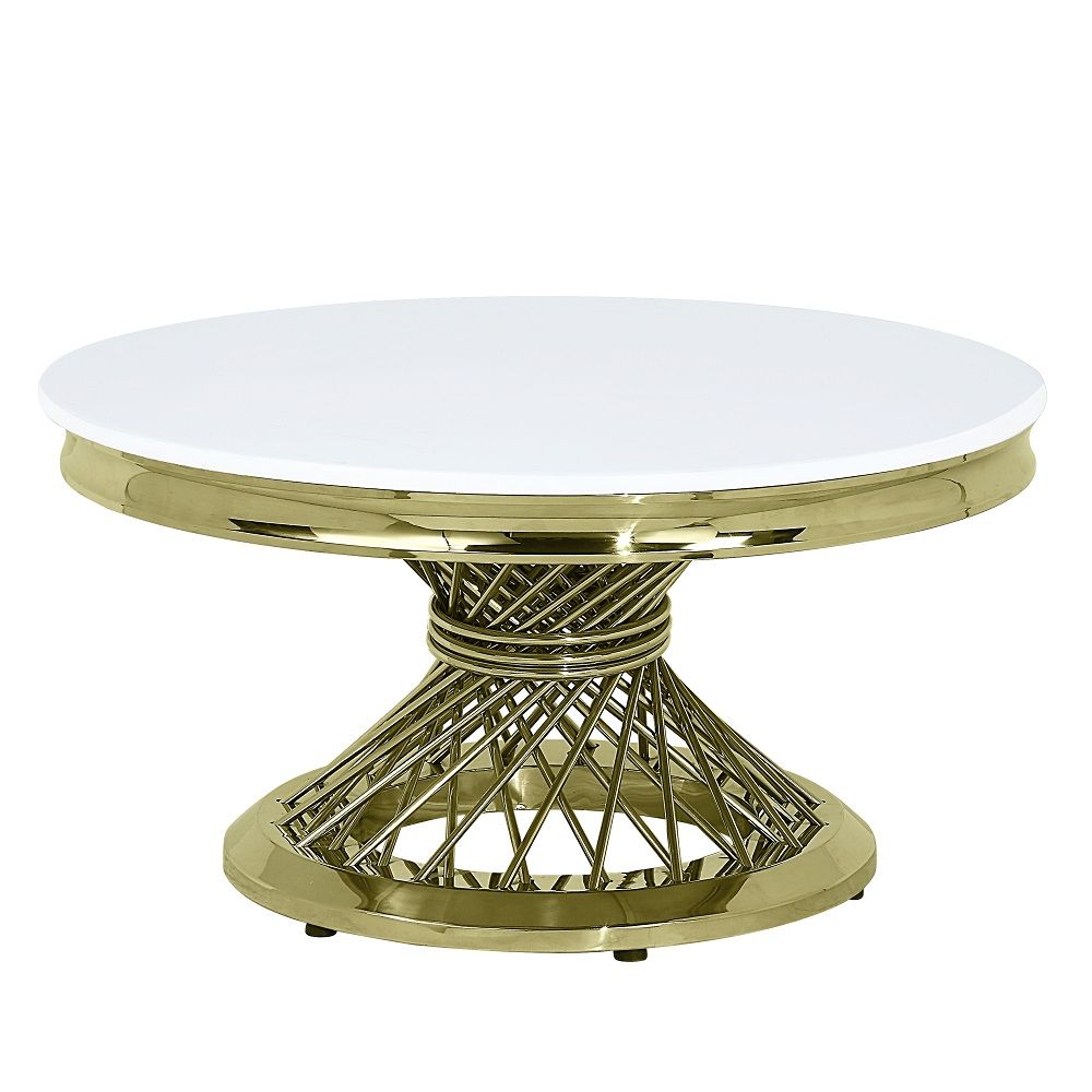 ACME Fallon - Coffee Table With Engineered Stone Top - Gold | Meri Furniture