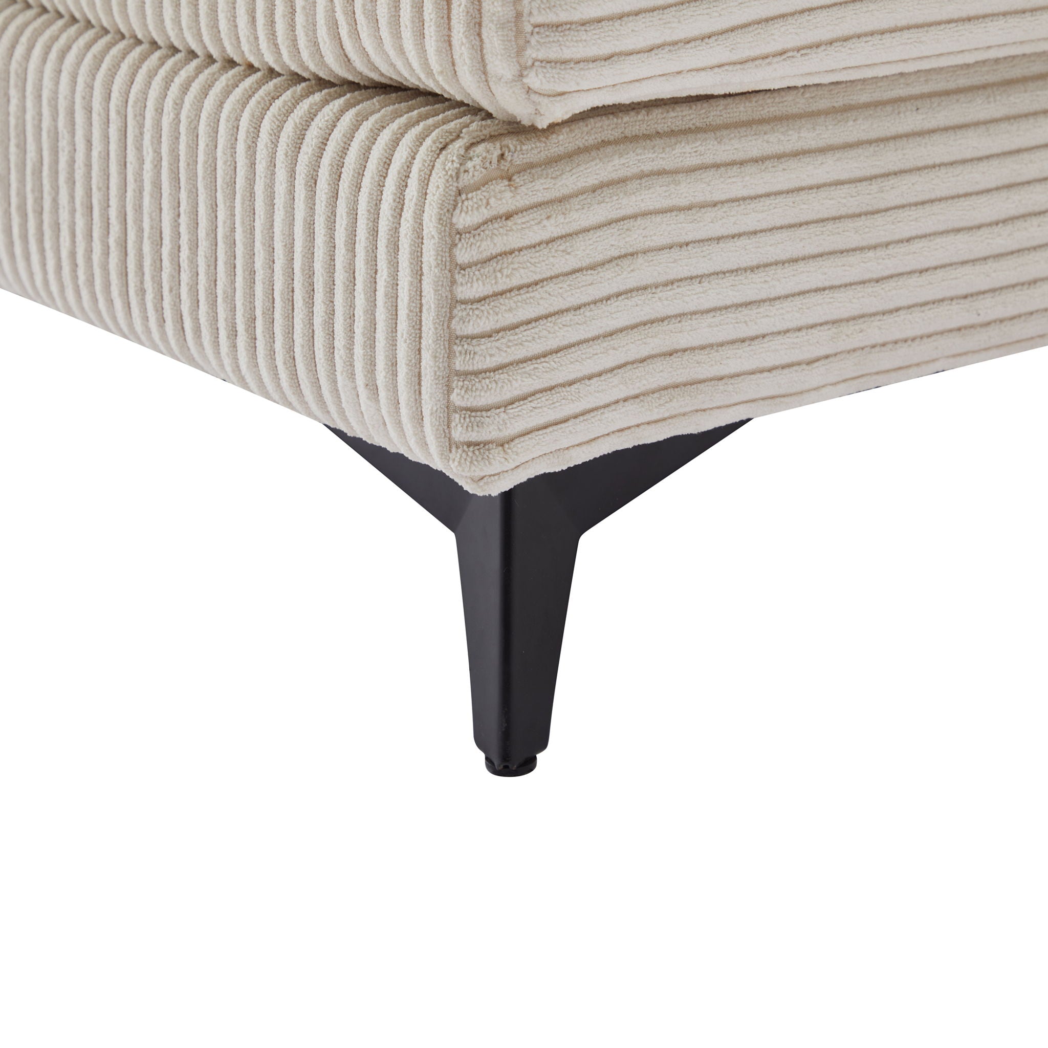 Modern Corduroy Deep Seat Sectional Sofa With Ottoman