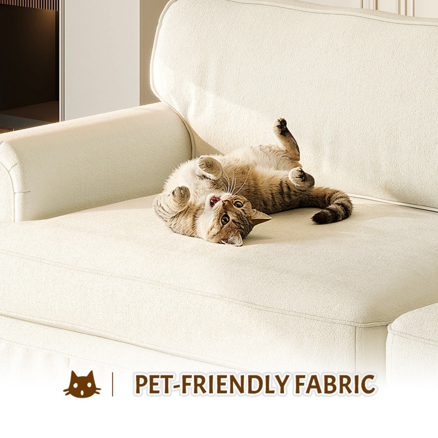 Luxuriously Comfortable Cloud Couch With Elegant Rolled Arms & Pleated Skirt Design