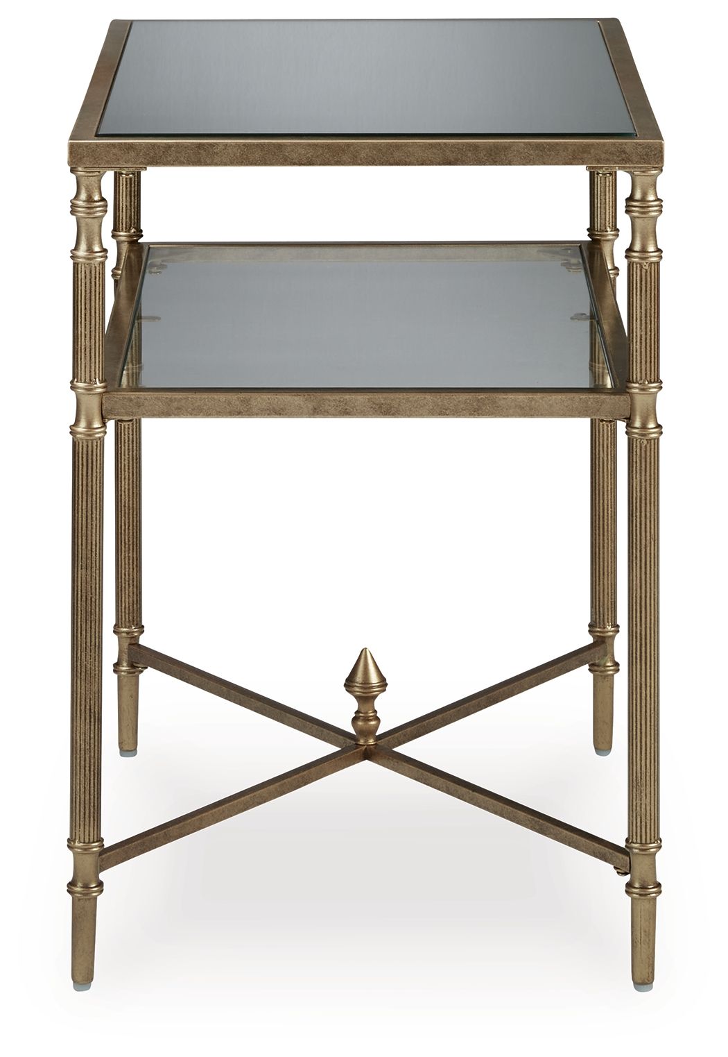 Signature Design by Ashley® Cloverty - Aged Gold Finish - Rectangular End Table | Meri Furniture