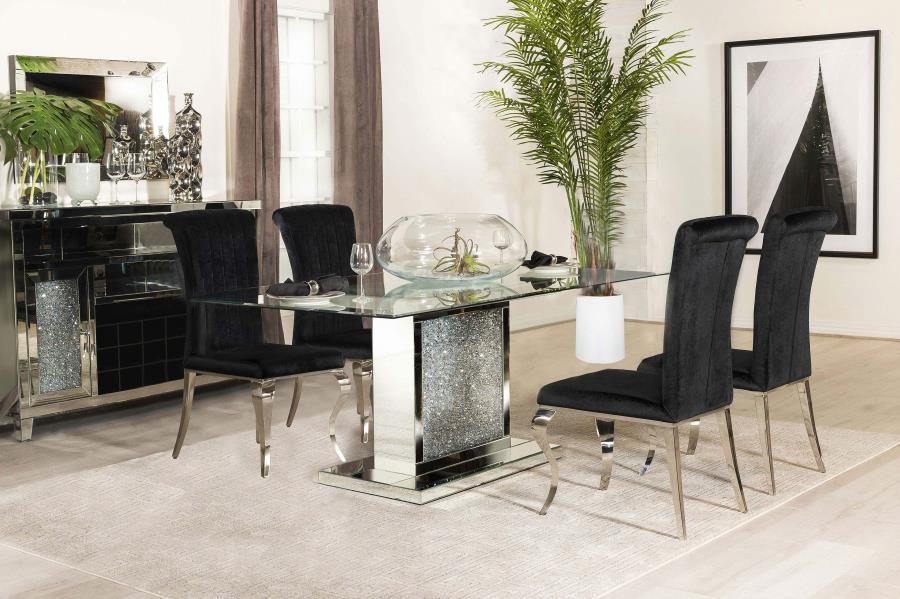 Coaster Fine Furniture Marilyn - Rectangular Mirrored Dining Table Set | Meri Furniture
