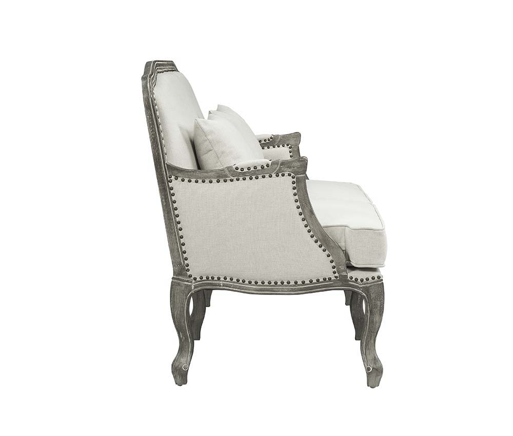 ACME Tania - Sofa - Cream Linen & Brown Finish | Meri Furniture