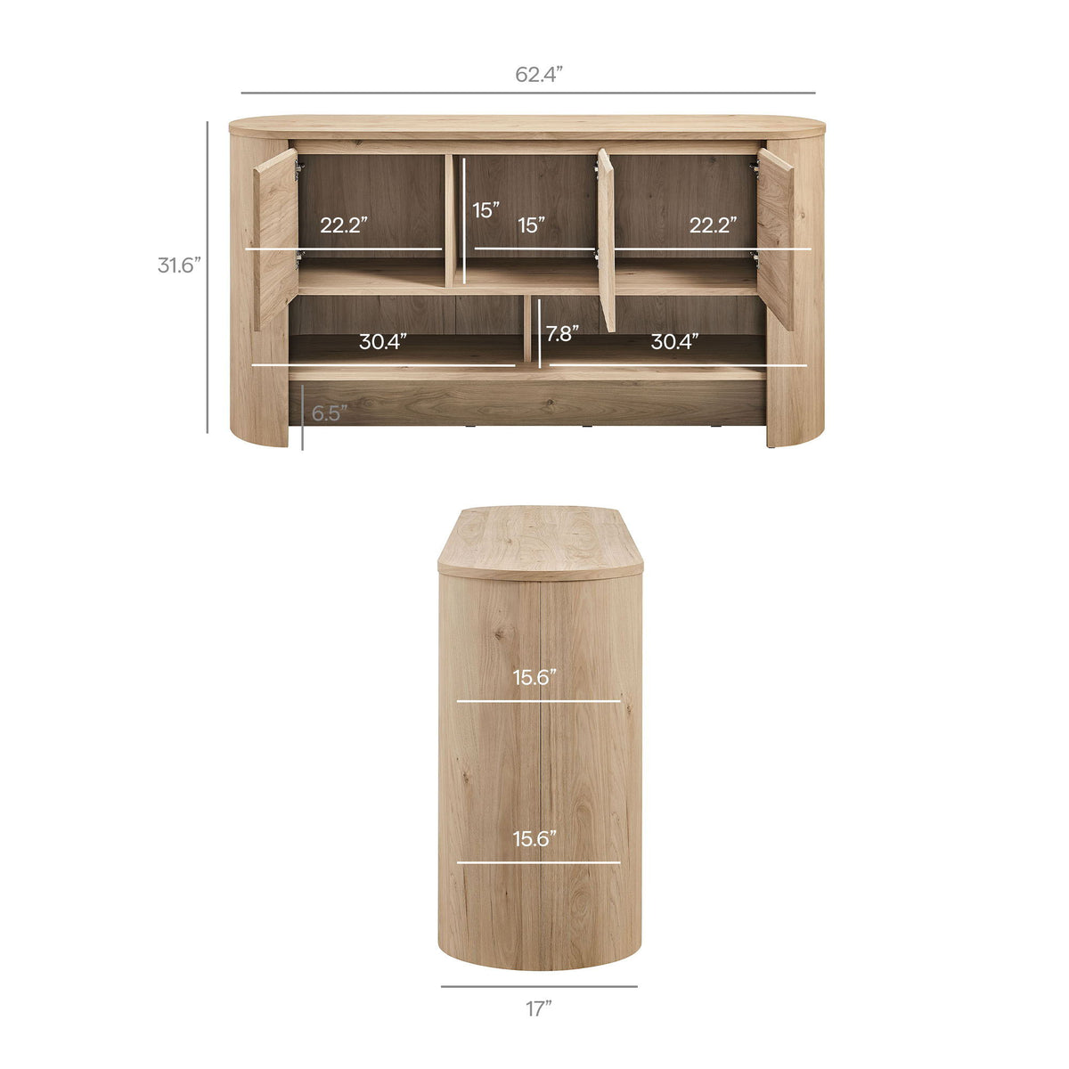Duval 62 Inch Oval Sideboard by Modway