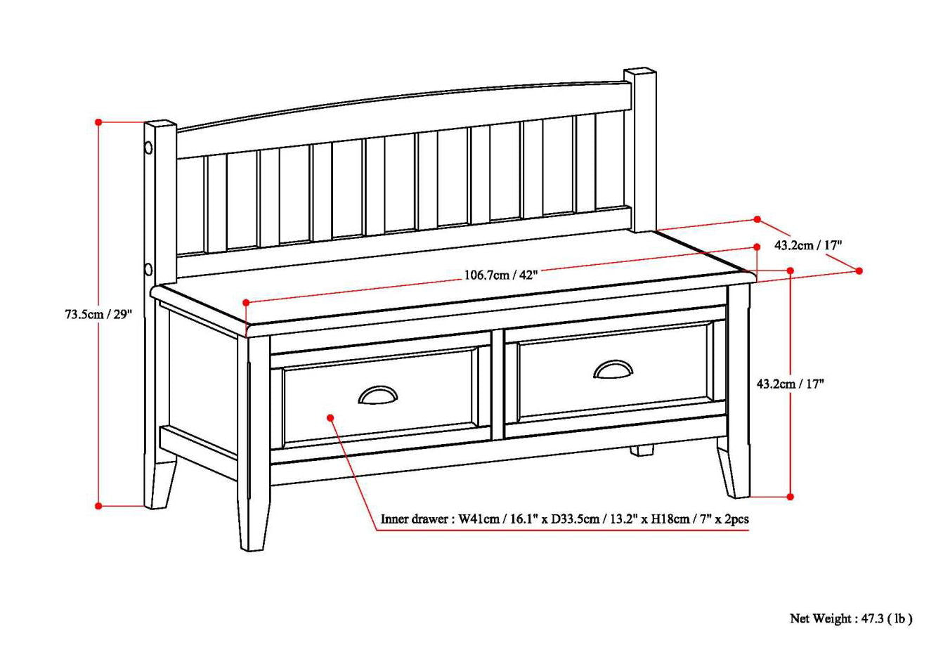 Burlington - Entryway Storage Bench With Drawers