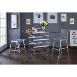 ACME Nadie - Counter Height Table - Chrome & Clear Glass | Meri Furniture