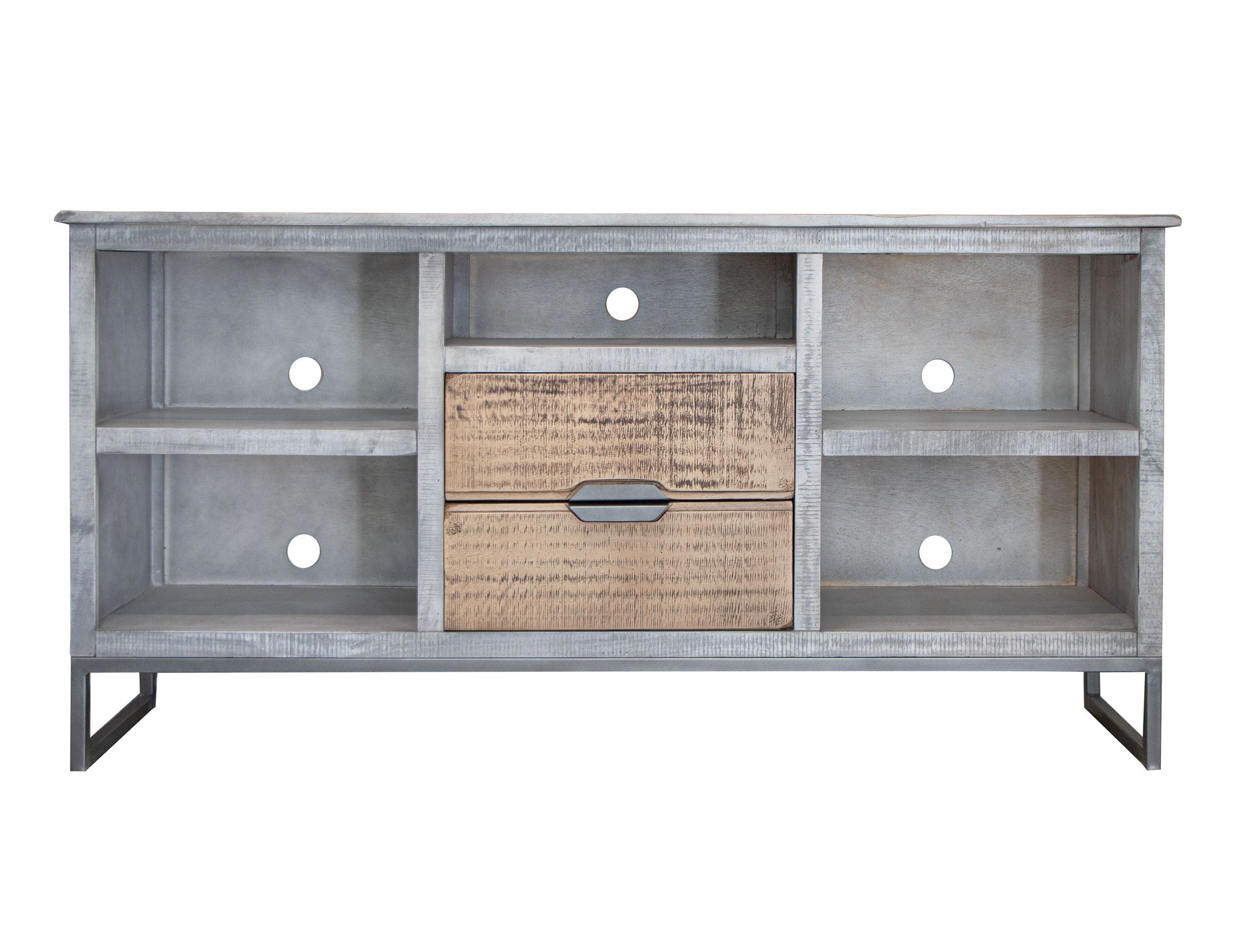 International Furniture Direct Mita - TV Stand / Console - Honey Brown / Light Gray | Meri Furniture
