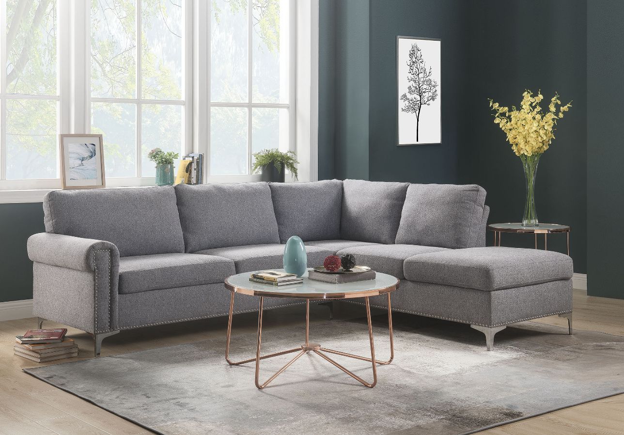 ACME Melvyn - Sectional Sofa - Gray Fabric | Meri Furniture