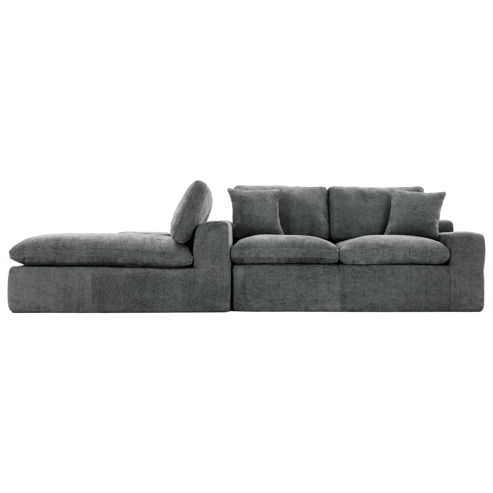 Cloud Sectional Sofa With Double Layer Cushion And Side Pockets, Free-Combined